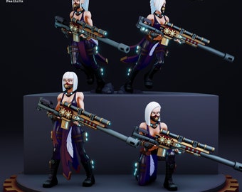 Aurora Squad Rifle 01, Sniper, Ranger, Gunner, Assassin, Pin-Up, DnD, Pathfinder, Starfinder, Sci-Fi, Tabletop, 32mm, Miniature, NSFW