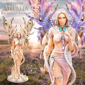 Athalia, Winged Sorceress, 240mm, Sci-Fi, Cyberpunk, Miniature, Scale model, Pin-Up, SFW, NSFW, Sexy, Butterfly, Moth, 1:12 Scale