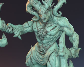 Izor, Warrior, Demon, Baphomet, Fighter, Bruiser, Barbarian, DnD, Pathfinder, Tabletop, Fantasy, 32mm, 75mm