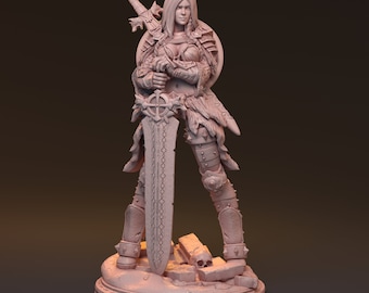 Gaedel, Female Knight, Female Paladin, Female Spellblade, DnD, Pathfinder, Tabletop, Fantasy, Pin-Up, 32mm, 75mm, Miniature, NSFW