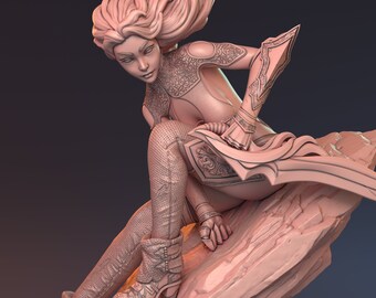 Steeda, Fighter, Assassin, Celestial, Holy Knight, DnD, Pathfinder, Tabletop, Fantasy, Pin-Up, 32mm, 75mm, Miniature
