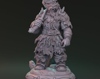 Costard Wendt, Ork, Orc, Beast Master, Druid, Berserker, Fighter, DnD, Pathfinder, Tabletop, Fantasy, Pin-Up, 32mm, 75mm, Miniature