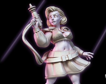 Retro Sci-Fi Girl, Pin-Up, DnD, Starfinder, Pathfinder, Sci-Fi, Tabletop, 35mm, Miniature, Gaz Minis