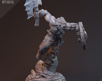 Gunnulv Vuvar, Viking, Barbarian, Berserker, DnD, Pathfinder, Fantasy Tabletop RPG, Miniature Painting, 32mm, 75mm, Resin Miniature