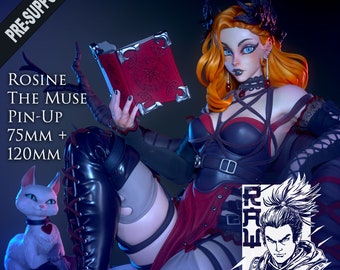 Rosine, The Muse, 75mm, 120mm, Fantasy, Miniature, Scale model, Pin-Up, SFW, NSFW, Witch, Sorceress, Wizard, Diorama