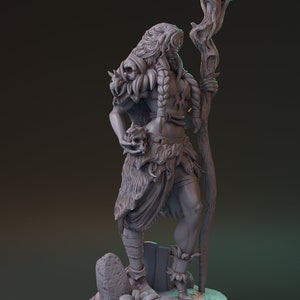 Gratik Milakh, Druid, Wizard, Sorceress, Witch, Orc, Female Orc, Pin-Up, DnD, Pathfinder, Tabletop, Fantasy, 32mm, 75mm, Miniature