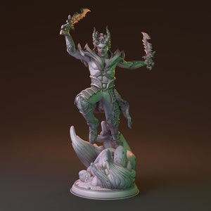 Cusim, Tiefling Assassin, Tiefling Rogue, Demon Fighter, Tiefling Fighter, DnD, Pathfinder, Tabletop, Fantasy, 32mm, 75mm, Miniature