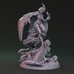 Arimiya, Harpy Spellcaster, Furies, Harpy, Sorceress, Wizard, Druid, DnD, Pathfinder, Tabletop, Fantasy, Pin-Up, 32mm, 75mm, Miniature