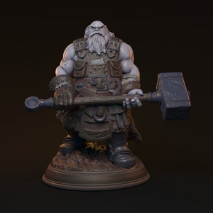 Revyack, Dwarf Blacksmith, Barbarian, DnD, Pathfinder, Tabletop, Fantasy, 32mm, 75mm, Dwarf Miniature, Blacksmith Miniature