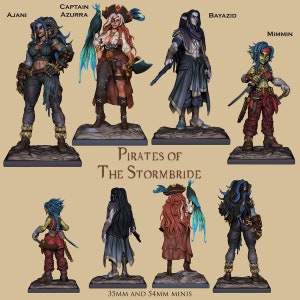 Pirates Stormbride, Pirates, Captain, First Mate, Pirate Crew, DnD, Pathfinder, Tabletop, Fantasy, 35mm, 54mm, Miniature, Ronin Arts