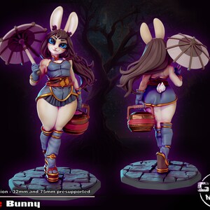 Jade Bunny, Pin-Up, Bunny Girl, Monster Girl, Waifu Miniature, NPC, DnD, Pathfinder, Fantasy, Tabletop, 32mm, 75mm, Miniature, NSFW