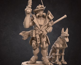 Warforged Artificer, Male Artificer, Cyberpunk, DnD, Pathfinder, Sci-Fi, Tabletop, 32mm, Miniature