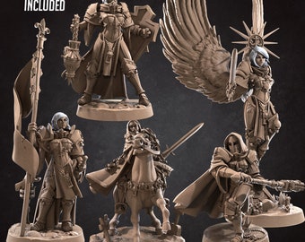 Battle Sisters Pt1, Battle Sisters, Fighter, Paladin, Saint, Modular, DnD, Pathfinder, Tabletop, Fantasy, 35mm, Miniature, Fantasy Tabletop