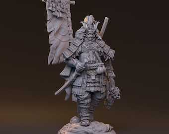 Samurai Attacking Bronze Figurine