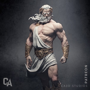 Zeus, Greek Gods, Fan Art, Unpainted, Sculpture, Garage Kit, Scale Model, Resin Model, 3D Sculpt, CA 3D Studios, 1/12, 1/9, 1/4 Scale Model