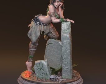 Halabet, Pin-Up, Sexy Druid, Female Druid, Female Dryad, Female Cleric, 75mm, DnD, Pathfinder, Fantasy, Tabletop, 32mm, Miniature, NSFW