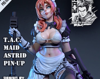 TAC Maid Astrid, 75mm, 120mm, Military, Sniper, Assassin, Miniature, Scale model, Pin-Up, Maid Waifu, SFW, NSFW, Ronin Arts