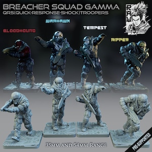 Breacher Squad Gamma, Elite Squad, Soldiers, Spec Ops, DnD, Starfinder, Tabletop, Sci-Fi, Military, Cyberpunk, 35mm, Miniature, Ronin Arts