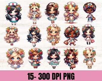 Nurse Vintage Boho Clipart Bundle, registered nurse bundle, cute wildflower nurse png, CNA  PCT sublimation, groovy registered nurse png