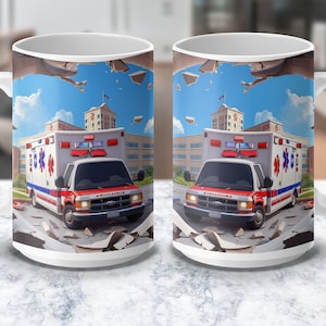 Ambulance Mug Wrap Design, Fire Fighter PNG Digital Download, crack in the wall 11 OZ and 15 OZ, unique, Perfect for EMTs and Paramedics
