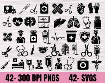 Medical Clipart PNG SVG Bundle,  Nurse Doctor healthcare worker Sublimation, Hospital Healthcare, caduceus, medical symbols bundle png svg