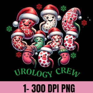 Christmas Urology Crew Kidney Png, Cute Festive dialysis nurse tech clipart, Fun Holiday nephrology sublimation nurse sweatshirt png gift