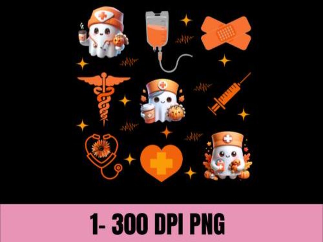 Cute Thanksgiving Ghost Nurse PNG, Pumpkin Latte Stethoscope Nurse Fall ...