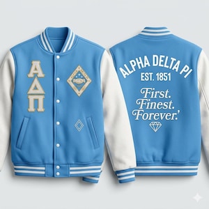 Alpha Delta Phi Jacket Sorority Lettermen Coat Bomber Sororities Game Day Jacket Leather Varsity
