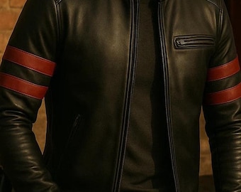 Handmade Men's Soft Biker Leather Jacket Motorcycle Genuine Lambskin Jacket