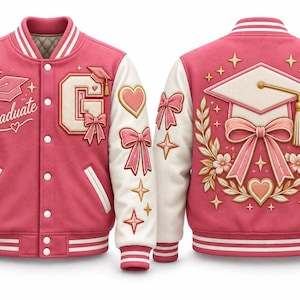 Custom Cheerleader Letterman Jacket Personalized Varsity Bomber with School Name Team Logo and Patches