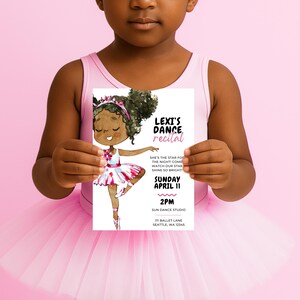 Editable Ballet Recital Invitation | Dance Recital Invite | Brown Ballerina | Digital Download | Canva Template, Phone 1080x1920 & Print 5x7