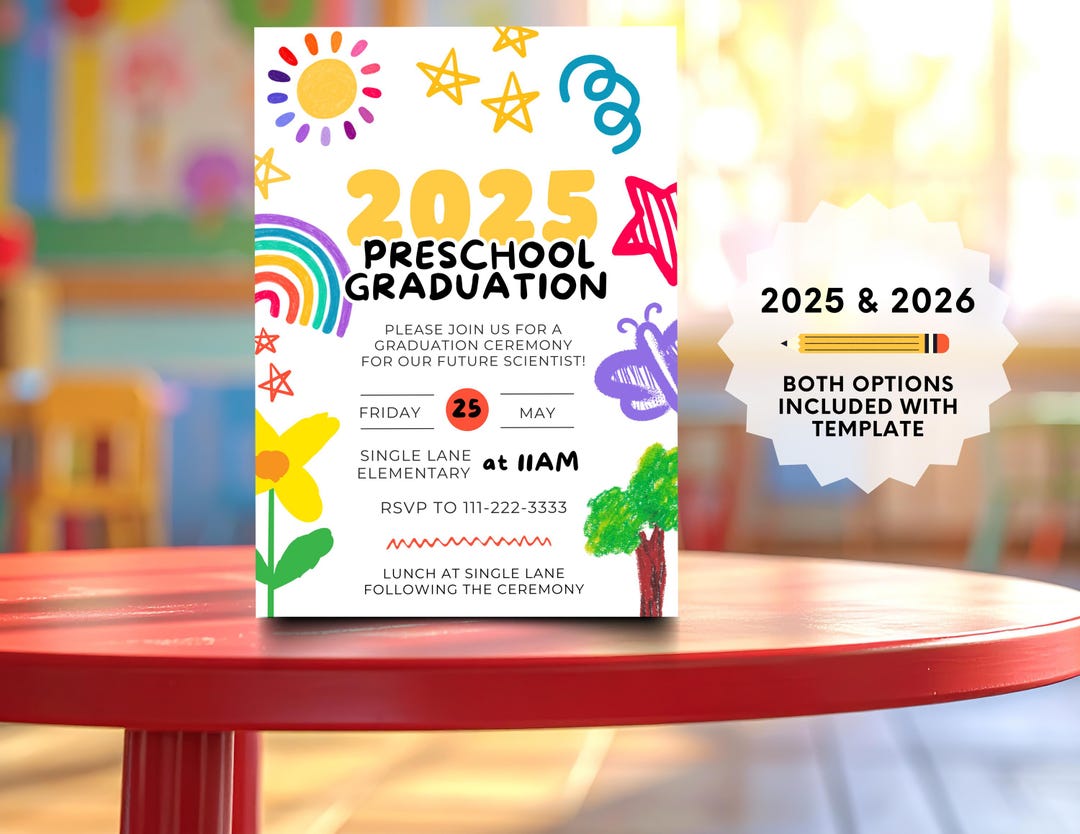 Editable Preschool Graduation Invitation | Class of 2025 | Class of