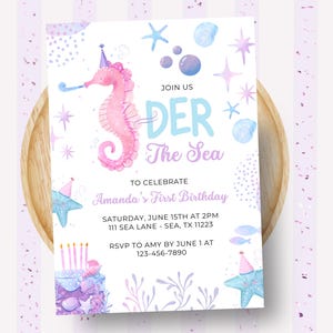 Oneder the Sea Birthday Invitation | Editable Under the Sea 1st Birthday Invite | Ocean Animals Digital Template | Instant Download Canva