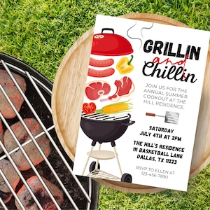 Backyard BBQ Invitation Template: Grillin&#39; & Chillin&#39; Cookout (Editable in Canva)