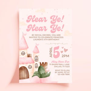 Princess Birthday Invitation, Magical Day Princess Castle Birthday Party Invite, Printable Invitation, Editable Invitation Template, Canva