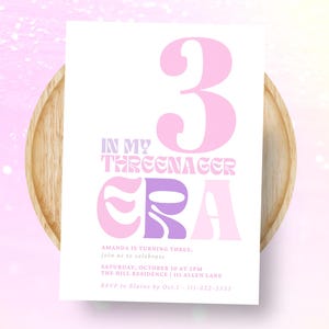 Little Miss Threenager Birthday Invitation: 3rd Girl, Editable Canva Template (Digital Download)