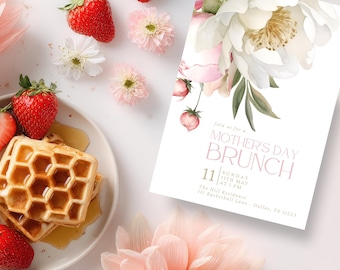 Editable Mother’s Day Brunch Invitation Template, Floral Mother’s Day Invite, Garden Brunch Evite, Instant Download, Mobile Invite Canva