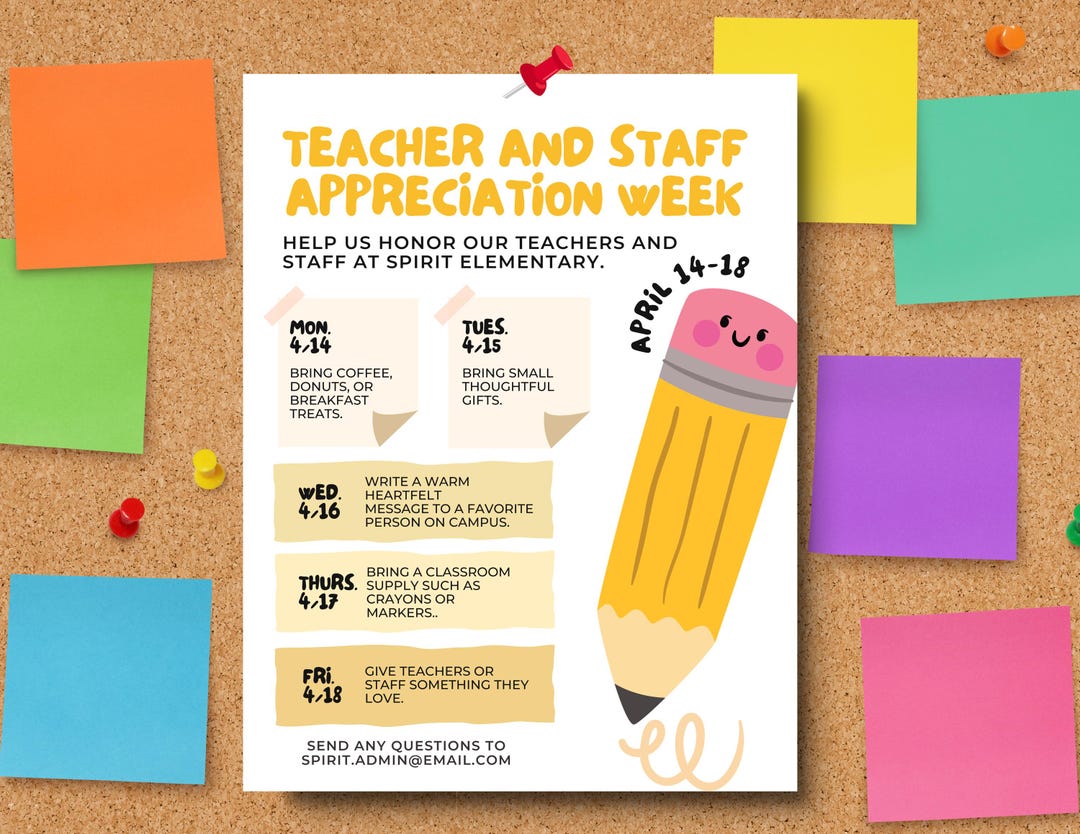 Editable Teacher Appreciation Week Itinerary Poster | Printable Teacher ...