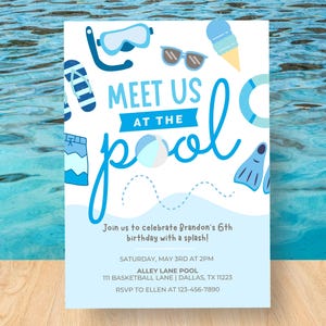 Editable Beach Birthday Invitation: Splish Splash Pool Party (Digital Download)