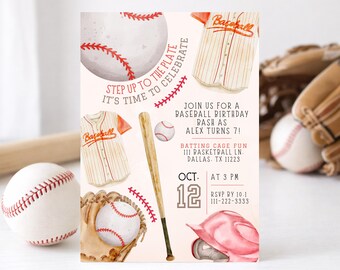 Invitación de cumpleaños de béisbol, invitación editable para fiesta deportiva, cumpleaños de béisbol para niño, imprimible de 5x7, descarga digital