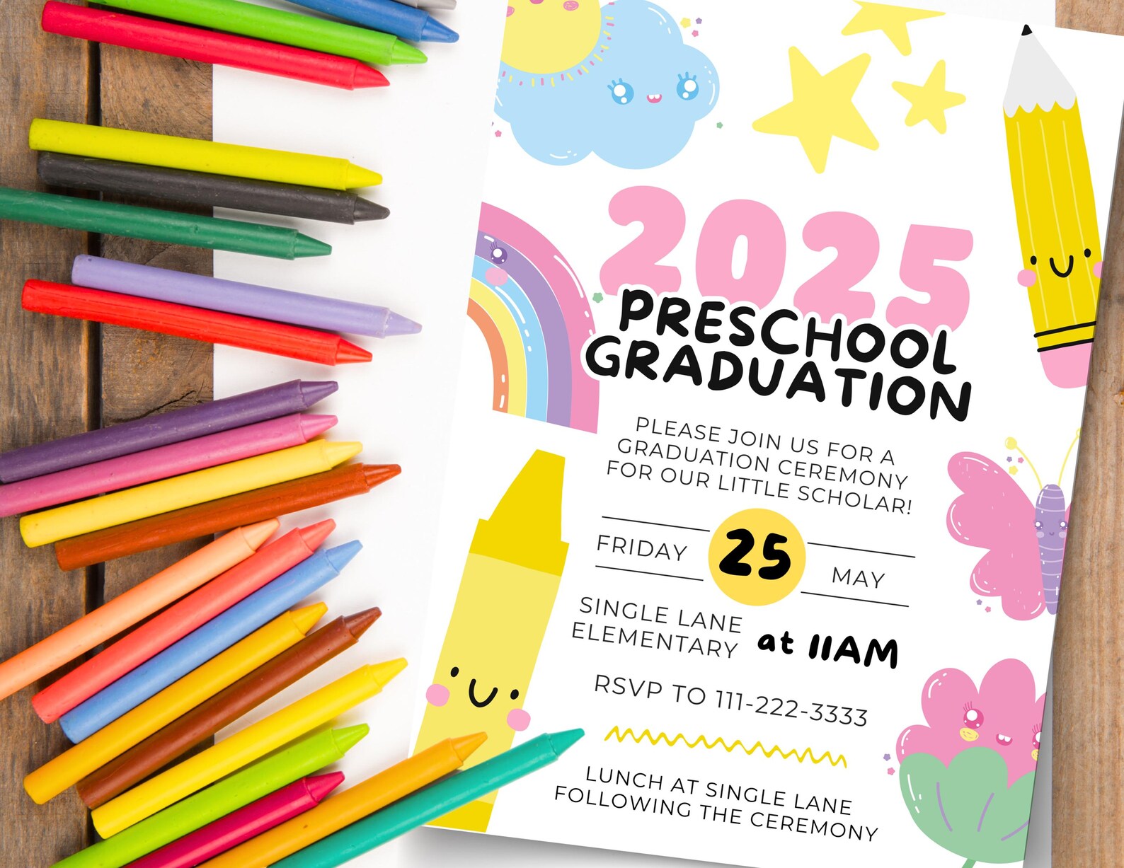 Editable Preschool Graduation Invitation | Class of 2025 | Class of