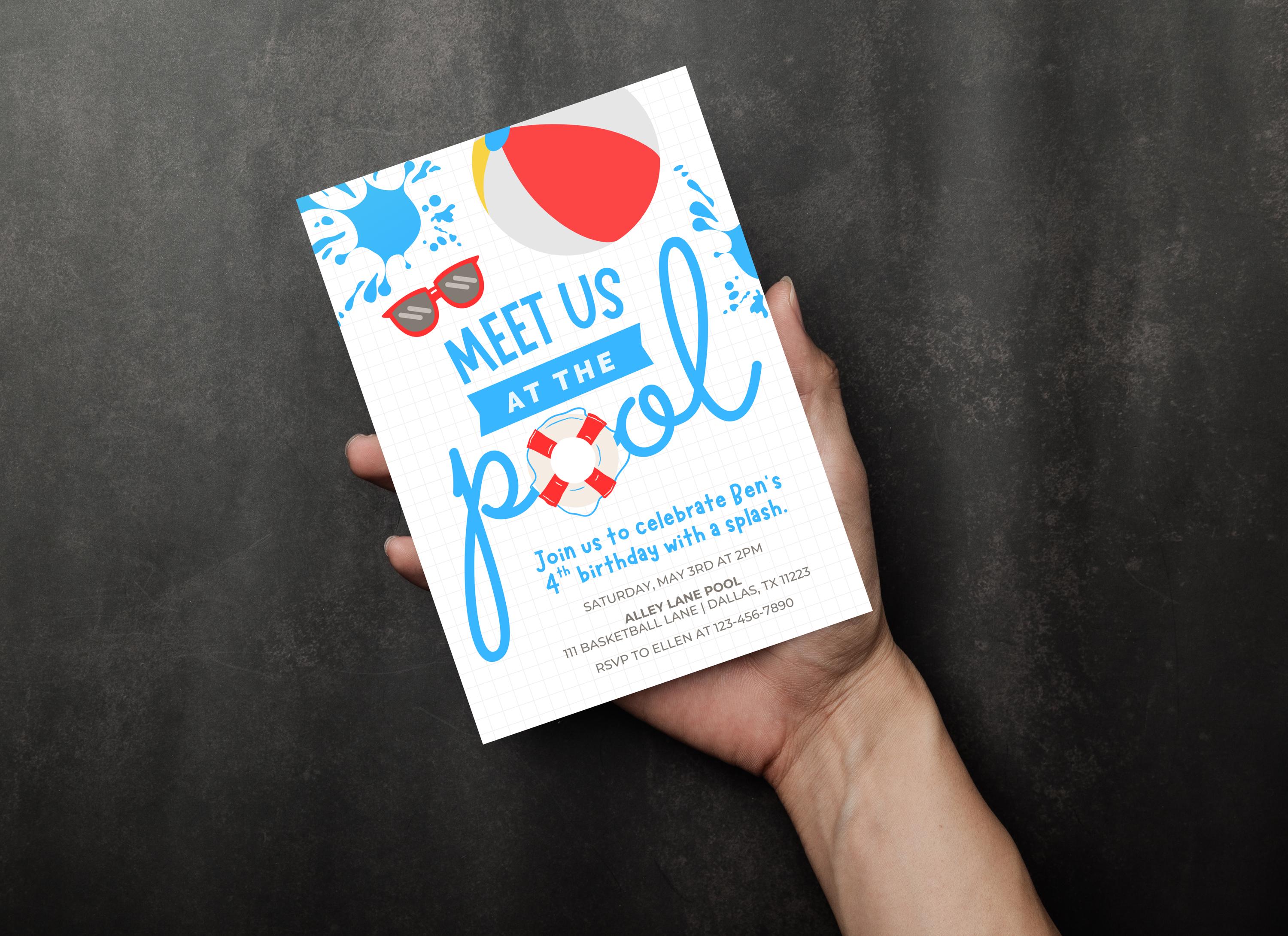 Editable Beach Birthday Invitation | Boy Pool Birthday Invitation