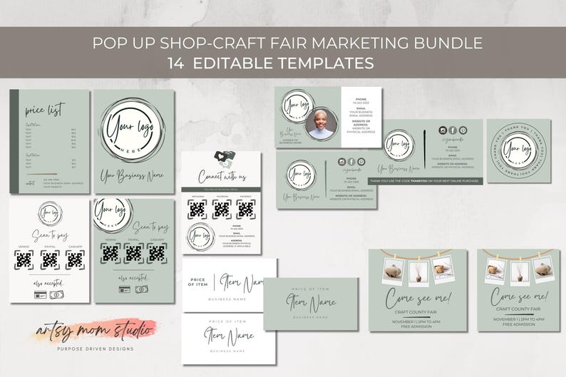 Editable Craft Fair and Pop up Marketing Bundle, 14 Templates signs