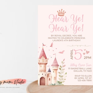 Princess Birthday Invitation, Magical Day Princess Castle Birthday Party Invite, Printable Invitation, Editable Evite, Canva Template