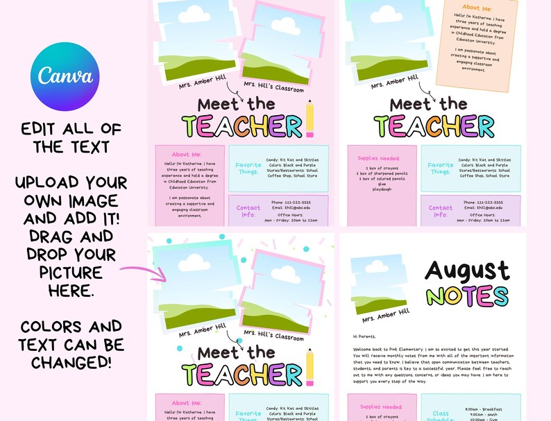 Pastel Meet the Teacher Template Bundle | Editable Welcome Note ...