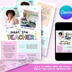 Meet the Teacher Template Bundle, Editable Meet the Teacher Template, Editable Template, Elementary School, Newsletter Template, Pastels