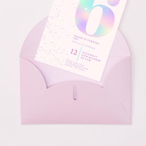 Editable Pink Glitter 6th Birthday Invitation | Sixth Birthday Girl | Rainbow Party Invite | Digital Download | Canva Template | 5x7 image 8