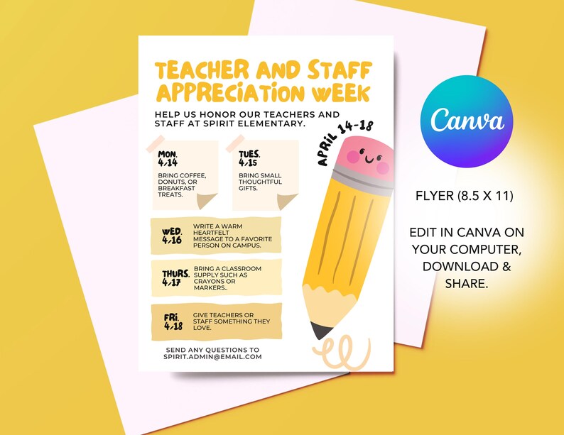 Editable Teacher Appreciation Week Itinerary Poster | Printable Teacher ...
