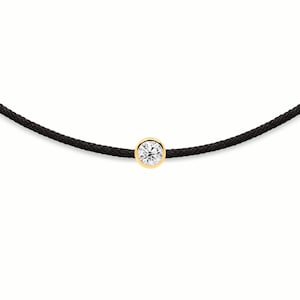 Black Diamond String Bracelet with 14K Solid Gold, Certified Diamond Lucky Cord Bracelet, Elegant Diamond Friendship Bracelet, Gift for Her