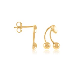14K Solid Gold Cherry Stud Earrings, Tiny Earrings, Minimalist Studs, Dainty Cherry Earrings, Solid Gold Cherry Earrings, Gift for Her